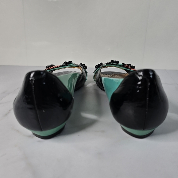 Poetic License Retro Patent Leather Color Block Flower Flats 7.5 - Picture 3 of 10